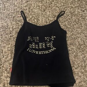 Black Tank Top with I Love Ethiopia Print